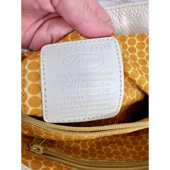 Brighton White Leather Shoulder Purse Bag Colorful Woven Front - Picture 9 of 16